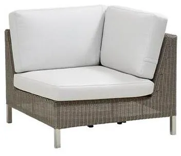 Cane-Line Connect Eckmodul, Taupe, Kissen in Weiß